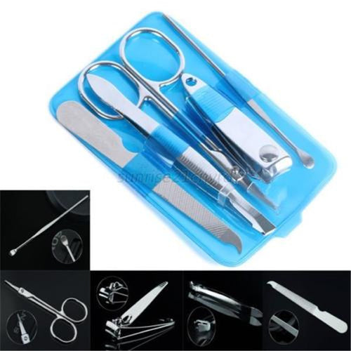 5 pcs Carbon Steel Manicure Set Nail Care Clippers Scissors Tweezers Grooming Kits U45 UBY