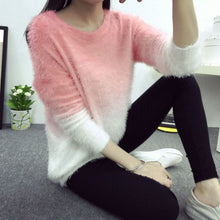 Brand Sweater Women Sexy O-neck Sweaters Loose Fluffy Wool Pullovers UBY