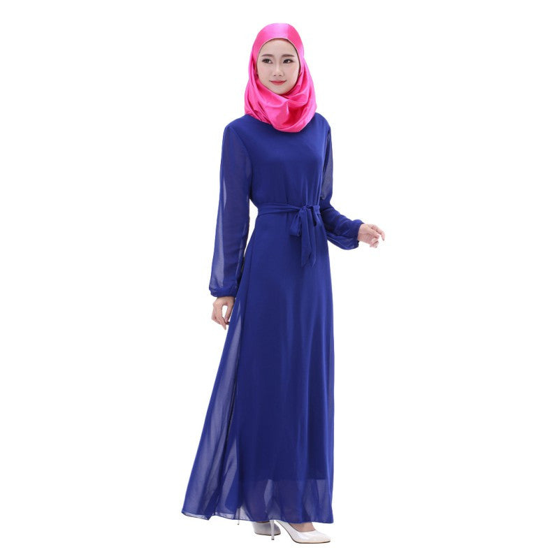 Women Chiffon Long Sleeve LKaftan Abaya Jilbab Islamic Muslim Cocktail ong Dress UBY