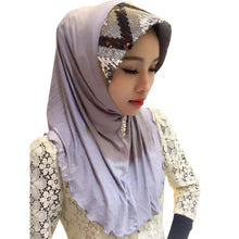 Women Soft Full Cover Scarf Paillette Embroider Linen Caps Islamic Shawls Hijab Muslim Headwear Y80 UBY