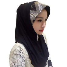 Women Soft Full Cover Scarf Paillette Embroider Linen Caps Islamic Shawls Hijab Muslim Headwear Y80 UBY