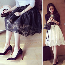 Elegant Ladies Lace Flower Print Skirt Women Double Layer Skirts Elastic Waist Skirt UBY