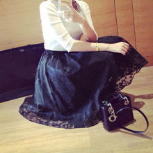 Elegant Ladies Lace Flower Print Skirt Women Double Layer Skirts Elastic Waist Skirt UBY