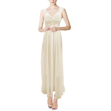 Elegant Women Chiffon Sequin Fishtail V Neck Sleeveless Tank Formal Long Maxi Dress UBY