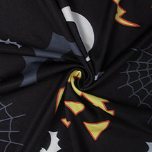 Elegant Women Bat And Moon Polyester Print Dress With Full Sleeve And O-neck For Halloween UBY