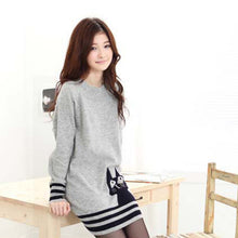 Elegant Women Long Sleeve Sweater Cute Cat Pattern O Neck Knitted Pullover Tops Knitwear UBY