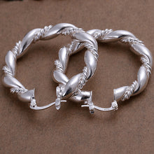 925 Sterling Sliver Hoop Earrings Women Fashion Wistedstring Shape Earrings Jewelry UBY