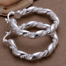 925 Sterling Sliver Hoop Earrings Women Fashion Wistedstring Shape Earrings Jewelry UBY
