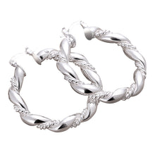 925 Sterling Sliver Hoop Earrings Women Fashion Wistedstring Shape Earrings Jewelry UBY
