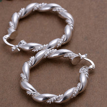 925 Sterling Sliver Hoop Earrings Women Fashion Wistedstring Shape Earrings Jewelry UBY
