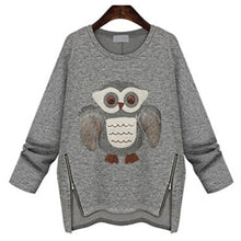 Autumn Casual Women Long Sleeve Owl Print Sweater Cotton Tops Blouse Jumper Plus Sizes MO156 UBY