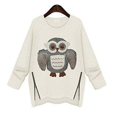 Autumn Casual Women Long Sleeve Owl Print Sweater Cotton Tops Blouse Jumper Plus Sizes MO156 UBY