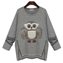 Autumn Casual Women Long Sleeve Owl Print Sweater Cotton Tops Blouse Jumper Plus Sizes MO156 UBY