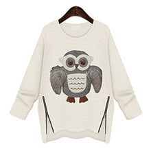 Autumn Casual Women Long Sleeve Owl Print Sweater Cotton Tops Blouse Jumper Plus Sizes MO156 UBY