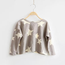 Autumn Kids Girls Stars Pattern Crewneck Long Sleeve T-Shirts Cotton Blouse 2-7Y UBY