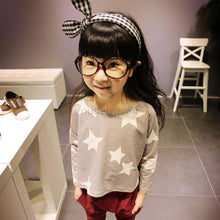 Autumn Kids Girls Stars Pattern Crewneck Long Sleeve T-Shirts Cotton Blouse 2-7Y UBY