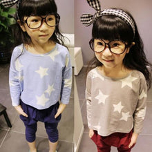 Autumn Kids Girls Stars Pattern Crewneck Long Sleeve T-Shirts Cotton Blouse 2-7Y UBY