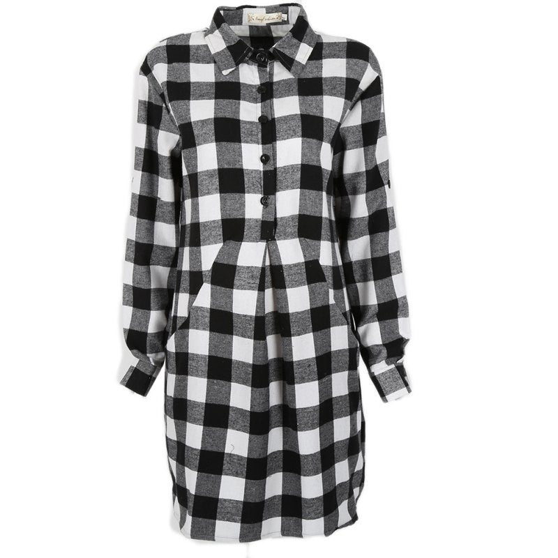 Plaid Shirt Dress Leisure Vintage Long Plaid Check Print Casual Shirt ubesto Plaid Shirt Dress Leisure Vintage Long Plaid Check Print Casual Shirt ubesto