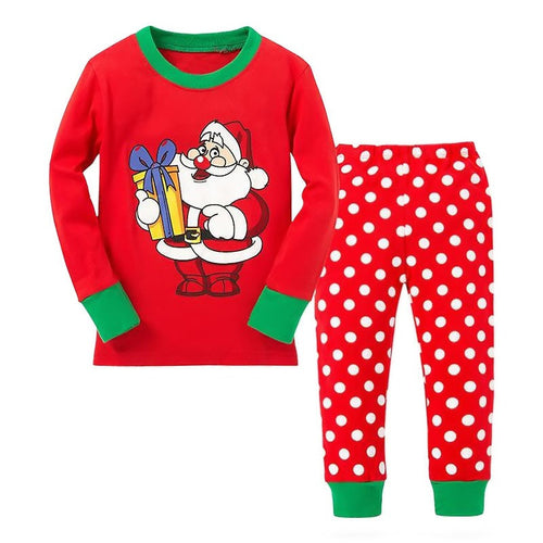 2pcss Kids Christmas Gift Clothing Set Cotton Long Sleeve Children Santa Print Suit Clothes Sets 2-7Years UBY