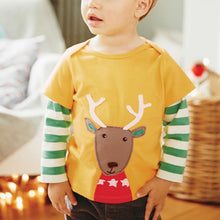 Cute Baby Boys Girl Long Sleeve Cotton Striped T shirts Children T-shirt Kids Infant Clothing Christmas Gifts UBY