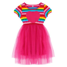 BOBORA Kids Baby Girl Toddler Rainbow Striped Tutu Dresses Girls Top Party Dress Outfit Clothes UBY