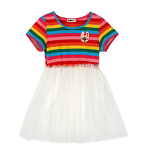 BOBORA Kids Baby Girl Toddler Rainbow Striped Tutu Dresses Girls Top Party Dress Outfit Clothes UBY