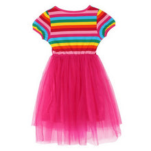 BOBORA Kids Baby Girl Toddler Rainbow Striped Tutu Dresses Girls Top Party Dress Outfit Clothes UBY