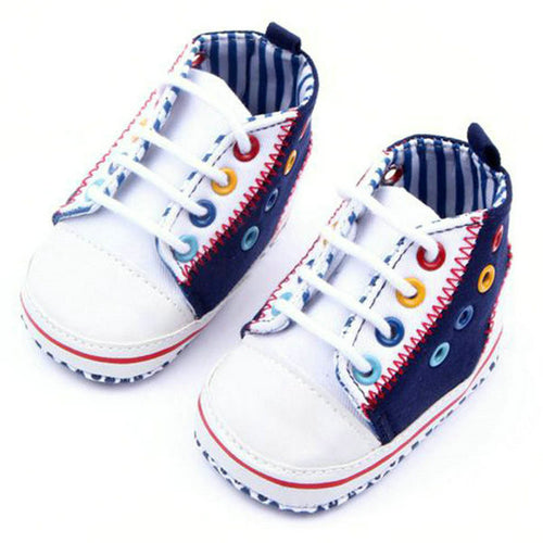 Baby Boy Girl Shoelace Crib Shoes Toddler Soft Sole Canvas Walking Sneakers 0-12M UBY