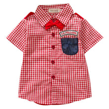 Baby Boys Button-down Plaid Short Sleeve Shirts Tie Lapel Blouse Tops Age 0-4Y UBY