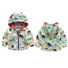 Baby Boys Jackets Children Hooded Dinosaur Printed Boys Outerwear 2-5T Kids Windbreaker Spring Autumn Clothes UBY