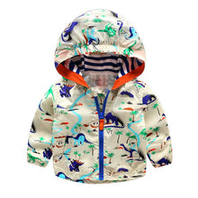 Baby Boys Jackets Children Hooded Dinosaur Printed Boys Outerwear 2-5T Kids Windbreaker Spring Autumn Clothes UBY