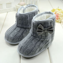 Baby Girl Boy Snow Boots Knit Bowknot Faux Fleece Soft Sole Kids Woolen Yam Knit Fur 3-18 Months UBY