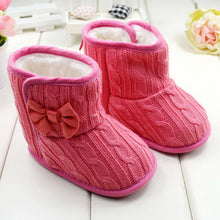 Baby Girl Boy Snow Boots Knit Bowknot Faux Fleece Soft Sole Kids Woolen Yam Knit Fur 3-18 Months UBY