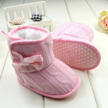 Baby Girl Boy Snow Boots Knit Bowknot Faux Fleece Soft Sole Kids Woolen Yam Knit Fur 3-18 Months UBY