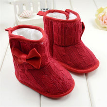 Baby Girl Boy Snow Boots Knit Bowknot Faux Fleece Soft Sole Kids Woolen Yam Knit Fur 3-18 Months UBY