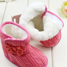 Baby Girl Boy Snow Boots Knit Bowknot Faux Fleece Soft Sole Kids Woolen Yam Knit Fur 3-18 Months UBY