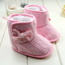 Baby Girl Boy Snow Boots Knit Bowknot Faux Fleece Soft Sole Kids Woolen Yam Knit Fur 3-18 Months UBY
