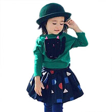 Baby Girl Cartoon Animal Pattern Top Green Long Sleeve Loose Cotton Sweater 2-7Y UBY
