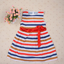 Baby Girl Dress Colorful Stripe Bow Dress Kids Sundress One Piece Vest dressHT UBY
