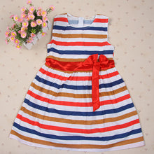 Baby Girl Dress Colorful Stripe Bow Dress Kids Sundress One Piece Vest dressHT UBY