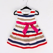 Baby Girl Dress Colorful Stripe Bow Dress Kids Sundress One Piece Vest dressHT UBY