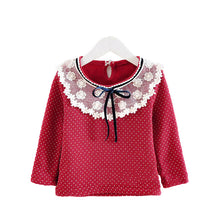 Baby Girl Lace Bowknot Neck Kid Child Fleece Tops Shirt T-Shirt Cozy Blouse 0-4Y UBY