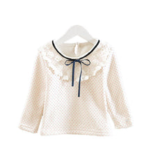 Baby Girl Lace Bowknot Neck Kid Child Fleece Tops Shirt T-Shirt Cozy Blouse 0-4Y UBY