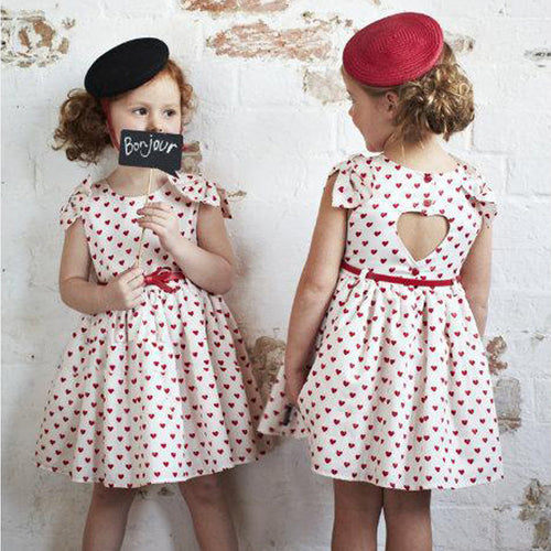 Baby Girls 2-7Y Bowknot Love Peach Heart Tutu Princess Dress Kids Backless Chiffon Dresses UBY