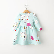 Baby Girls DressSpring And Autumn Princess Tutu Dress Swan Print Back Zipper Long Sleeve Girls Dress 2-7Y UBY