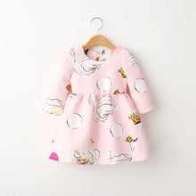 Baby Girls DressSpring And Autumn Princess Tutu Dress Swan Print Back Zipper Long Sleeve Girls Dress 2-7Y UBY