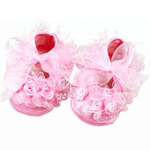 Baby Girls First Walkers Pink Flowers Lace born Baby Shoes Soft Sole 2 Colors  UBY