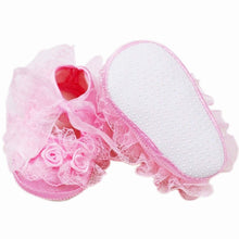 Baby Girls First Walkers Pink Flowers Lace born Baby Shoes Soft Sole 2 Colors  UBY