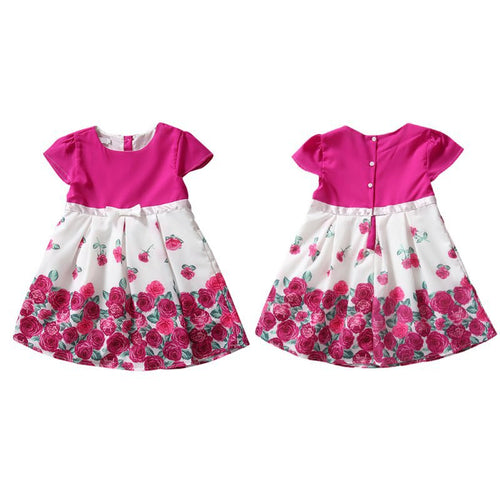 Baby Girls Rose Flower Tutu Tulle Dress Princess Party Pleated Bubble 1-6 Years UBY
