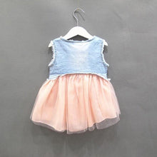 Baby Jeans Lace Flower Love Tutu Dress Kid Girls Ruffle Demin Tulle Dress 0-3Y UBY